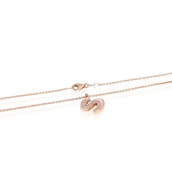 14K Rose Gold My Story Diamond & Pink Enamel Letter S Pendant, .16 Ctw. - Picture 3 of 3